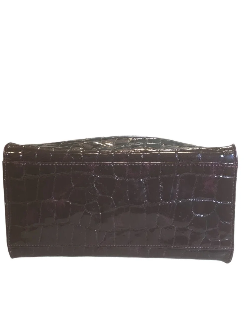 Vintage City DKNY Deep Purple Crocodile Embossed Top Handle Bag Tote EUC